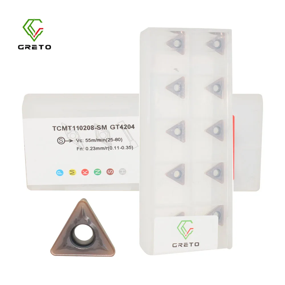 GRETO TCMT110204-SM TCMT110208-SM GT4204 Carbide Tip Turning Tool Cutters For Stainless Steel