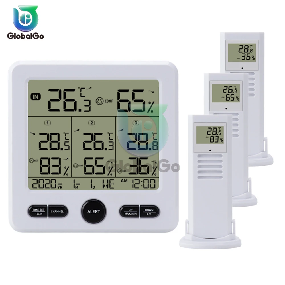 Weather Station Wireless Indoor Outdoor Thermometer Digital Temperature Hygrometer With 3pcs Remote Sensors Smart Home