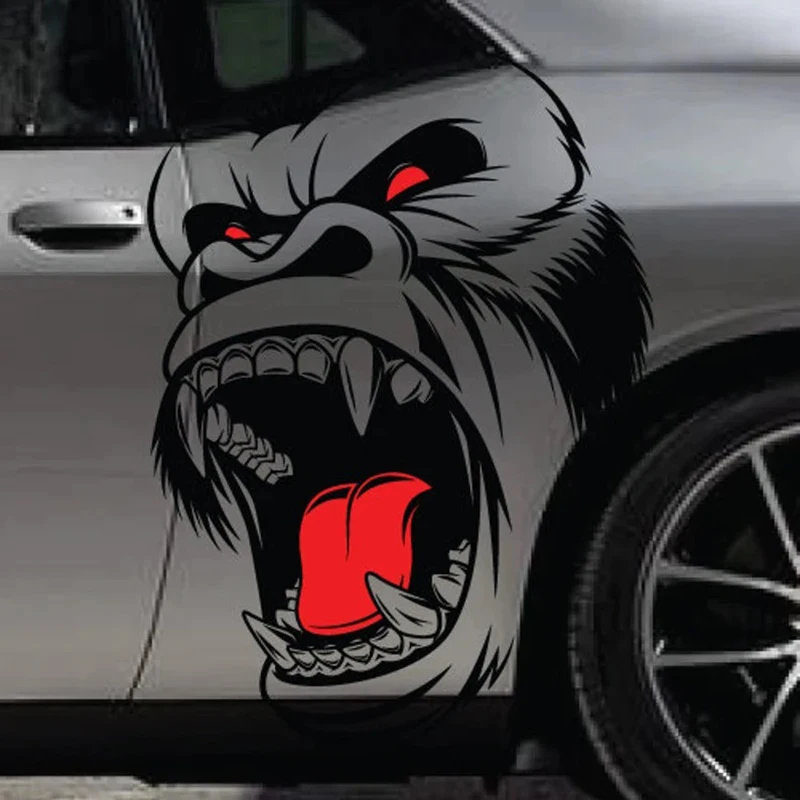 2Pcs Gorilla King Kong Design Car Stickers SUV Large Side Vintage Grunge Hood Door Car Bed Pickup Vehicle Truck Vinyl Graphic