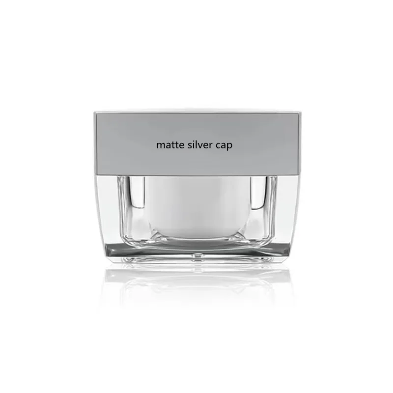 5g 10g 30g 50g Clear Empty Jar Small Square Refillable Bottle Acrylic Pot with Matte Silver Lid Makeup Bottle Jar Face Cream Box