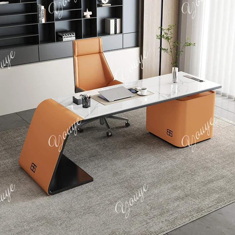 Escritorio de Computadora de Lujo J N49 J con Gran Espacio de Almacenamiento, Cajones para Dormitorio de Adultos, Escritorio para Juegos, Portátil, Blanco, Mesas de Computadora, Muebles