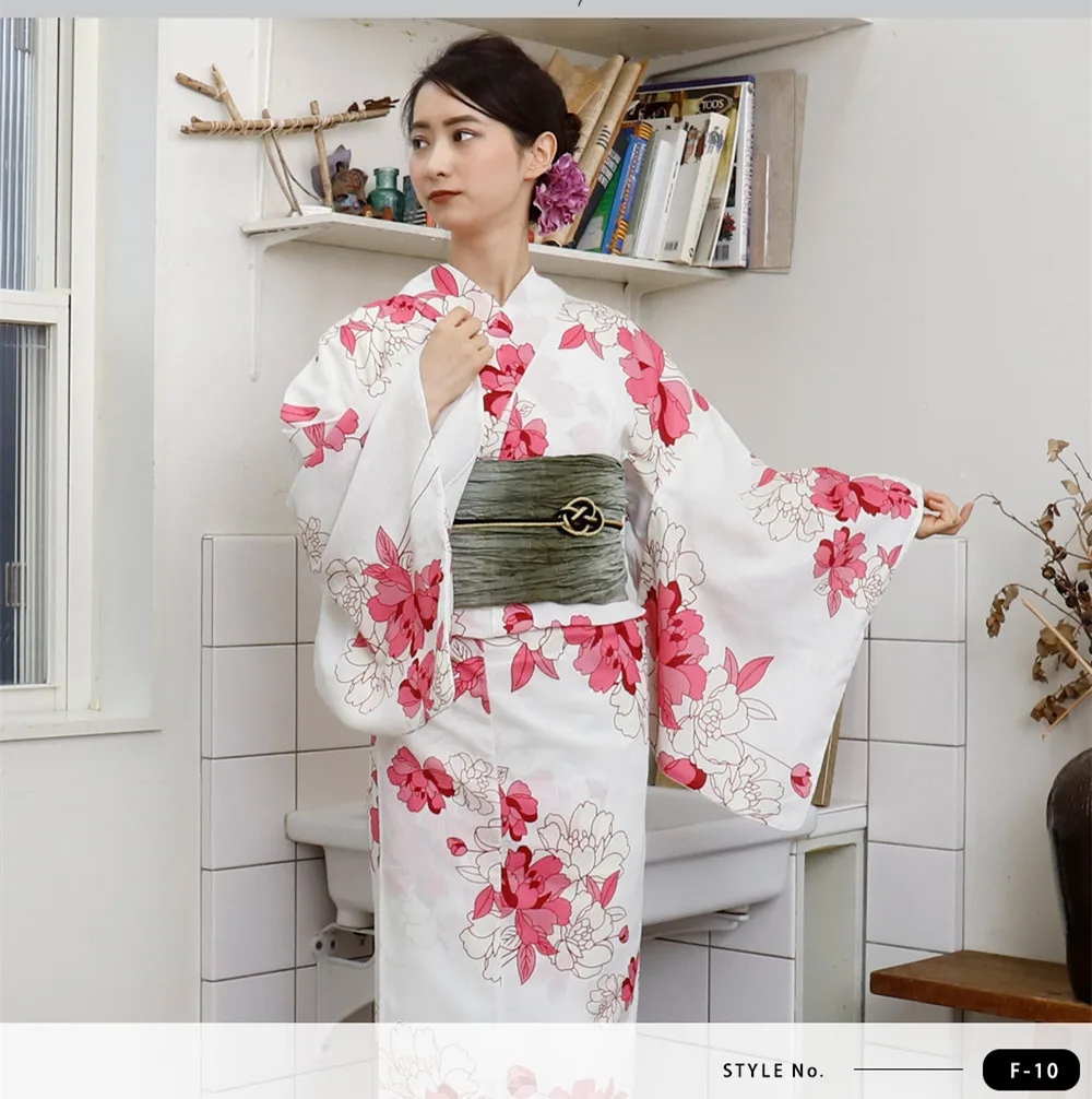 

Japanese Yukata Set New Traditional Kimono for Costume Cosplay Breathable Cotton-Linen Photography Outfit