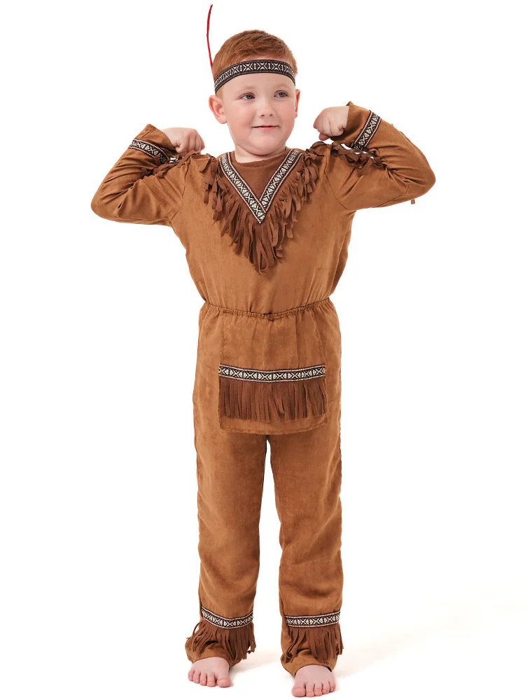 Kostium na Halloween, występ sceniczny, indygena, australijski, strój dziecięcy, wódz indygenów, autentyczna odzież etniczna