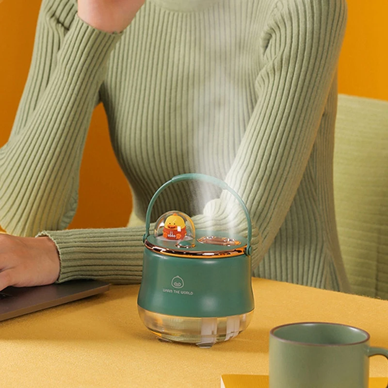 Humidificateur de dessin animé USB, petit, double pulvérisation, grand volume de brouillard, escales de chevet, lampe de couchage, humidificateur de bureau