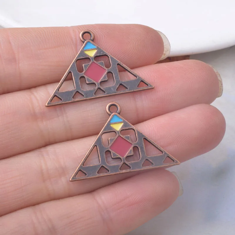 10 Stück/Set Boho Charms Verbinder Statement-Schmuckzubehör Braun Runde Dreieck-Verbinder Anhänger DIY Damenohrringe – Detail 10