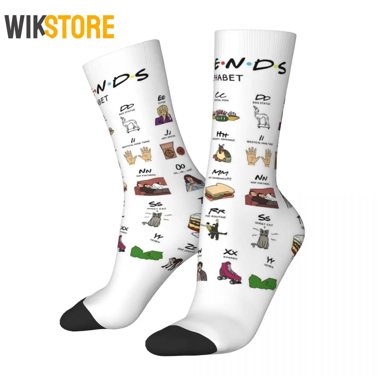 Autumn Winter Hip-hop Men Women Male Friends Tv Show Socks Basketball Socks Non-Slip Running Sport Socks