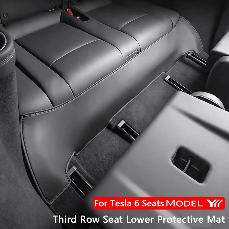 For Tesla Model YL 6-Seater Third Row Seat Lower Anti-kick Pad PU Leather Under Seat Corner Protective Cover Car Accessories