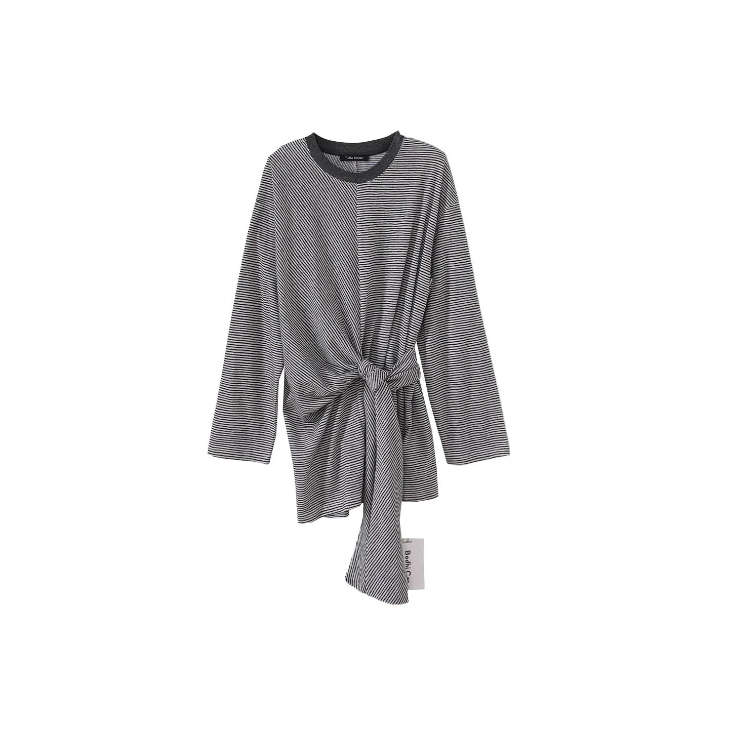 

2025 New Women's Long Sve T-irt Irregular Color Blo Striped Design Breathable Cotton Blend Casual Sle Autumn Wear