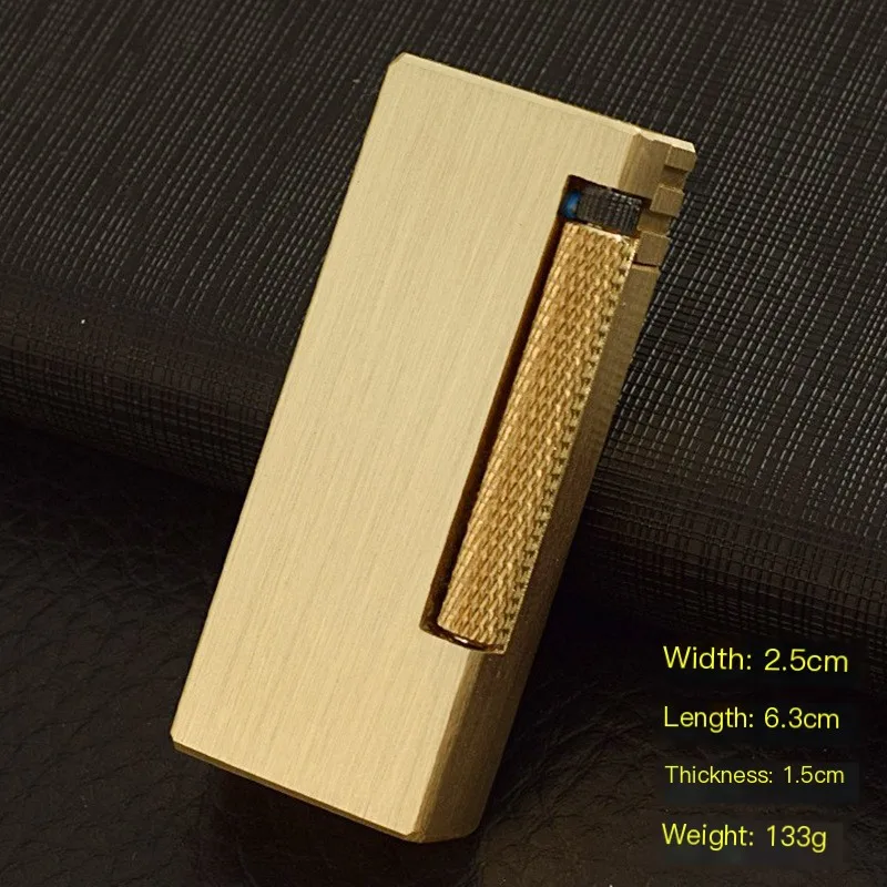 Rare Metal Brass Gasoline Lighter for Men Vintage Collection Fuel Oil Lighter Size 15*25*58mm