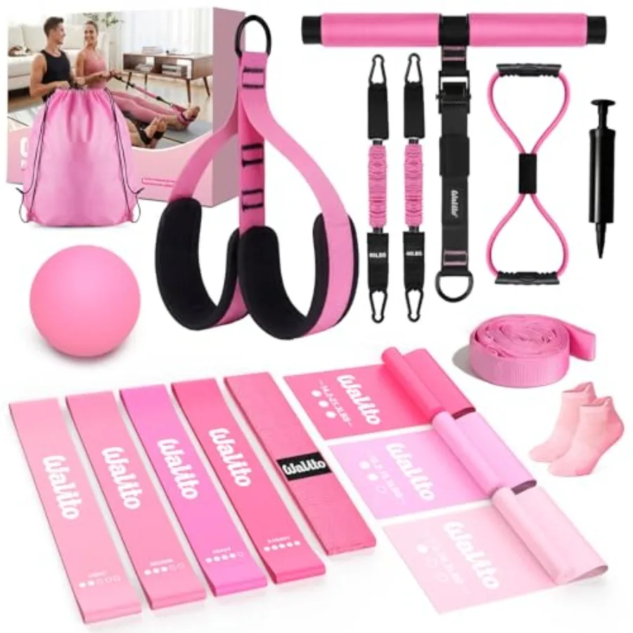 

15 PCS Pilates Kit, Adjustable Pedal Resistance Band with Handle, Figure 8 Resistance Band for Exercise Women, At Home Workout