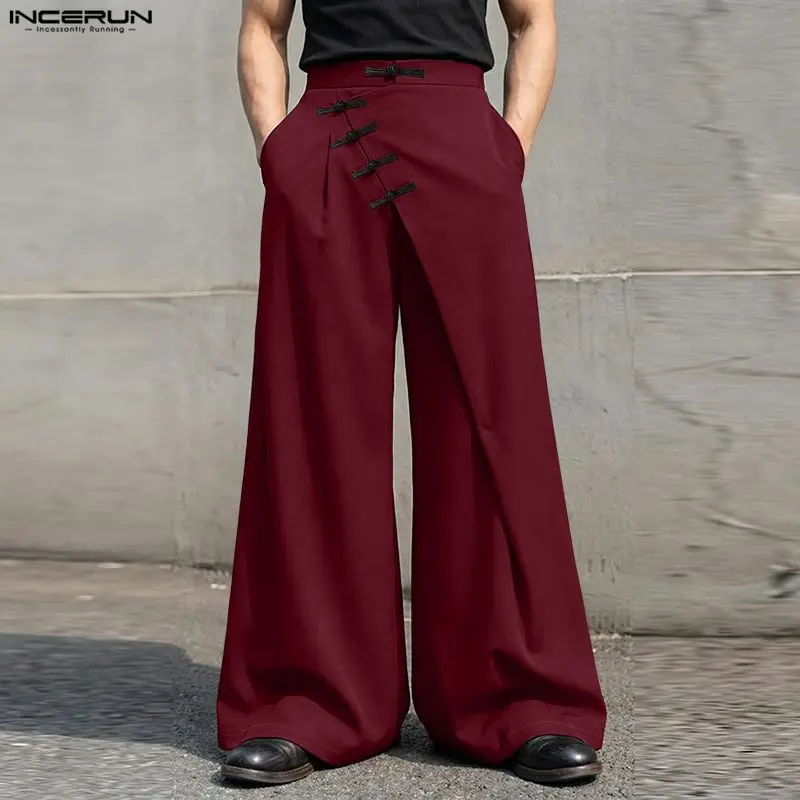 INCERUN Herren Weite Hosen Patchwork-Knopf-Jogger Lässige Hosen Herren Streetwear 2026 Modische Lange Hosen für Männer Pantalones