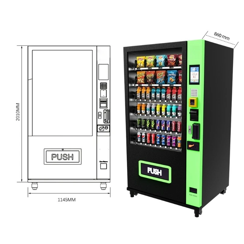 Fresh Snack Cold Drink Dedicated Vending Machine Custom Express Delivery Matched With Dual Zone Climate Control Function