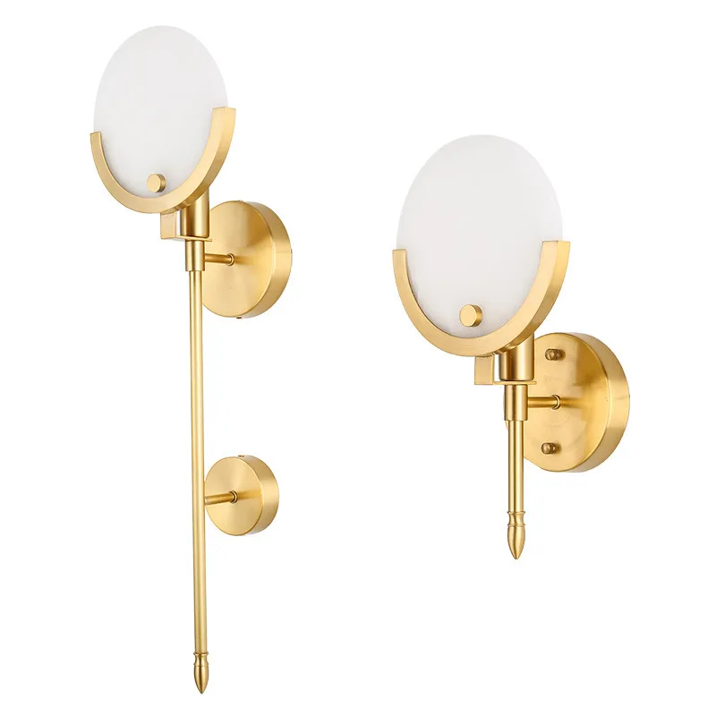 

New Chinese living room background wall light Nordic simple creative all-copper marble tea room bedroom room bedside