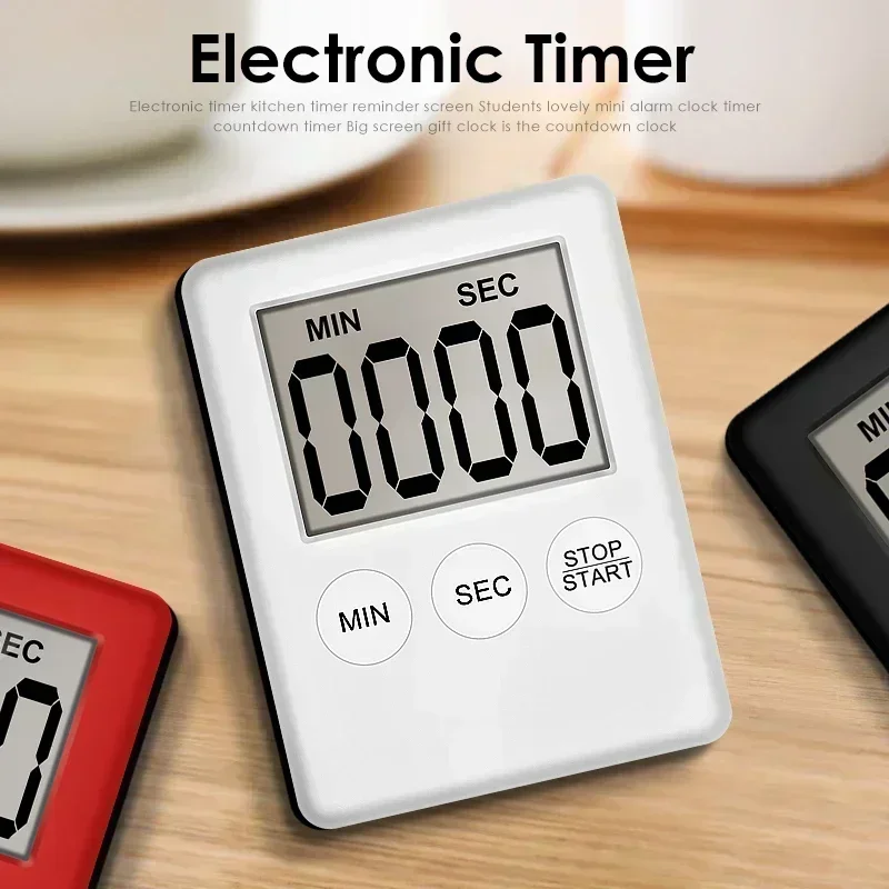 Magnet Kitchen Cooking Timers LCD Digital Screen Square Count Up Countdown Alarm Clock For