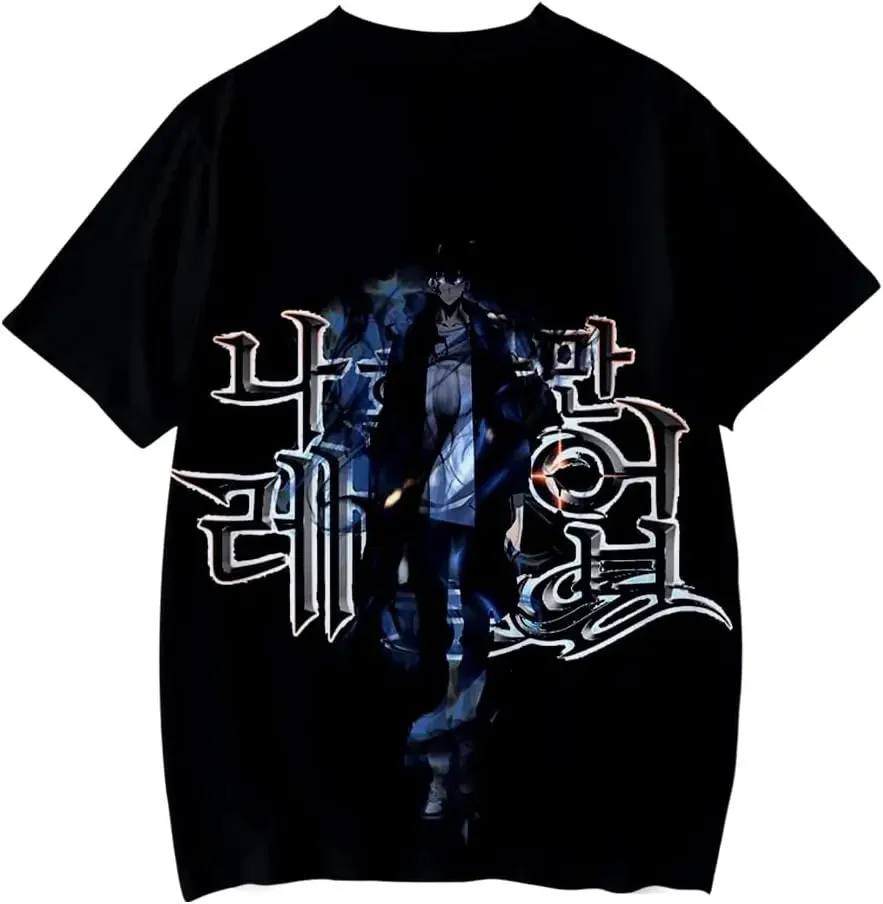 Solo Leveling Tshirt O-Neck Short Sleeve Women Men's Tshirt Harajuku Streetwear Korean Anime Clothes (HJ0173,M)