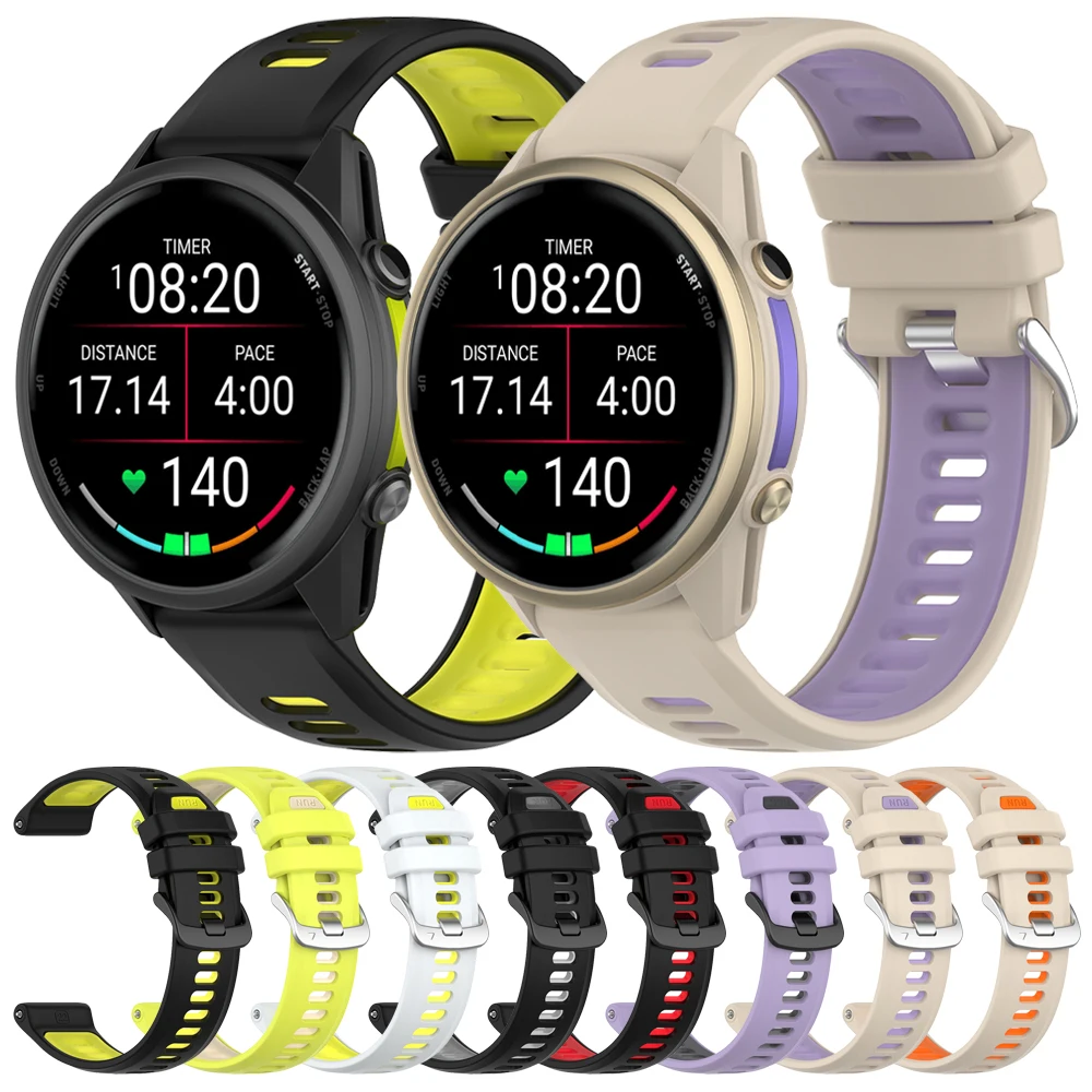22mm 투톤 스포츠 실리콘 스트랩 가민 포러너 970 965 745 밴드 가민 포러너 955 솔라 945 935 소프트 팔찌