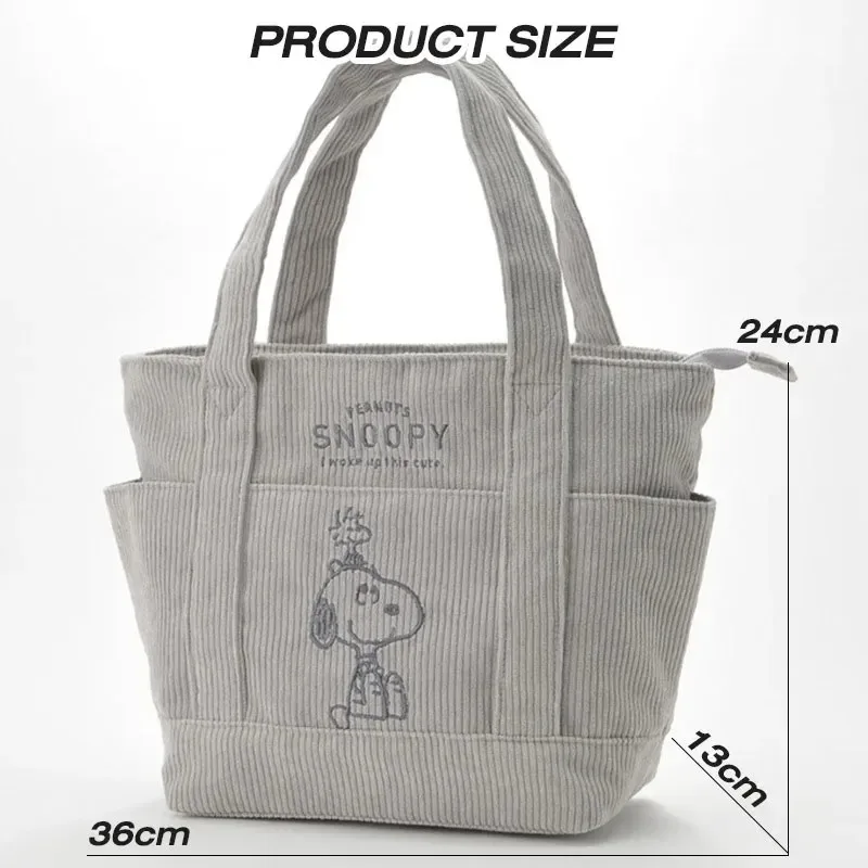 Disney Snoopy Tote Bags Cartoon Kawaii Creative Large Capacity Teenagers Handbag Personalized Shoulder Bag Girls Corduroy Bag