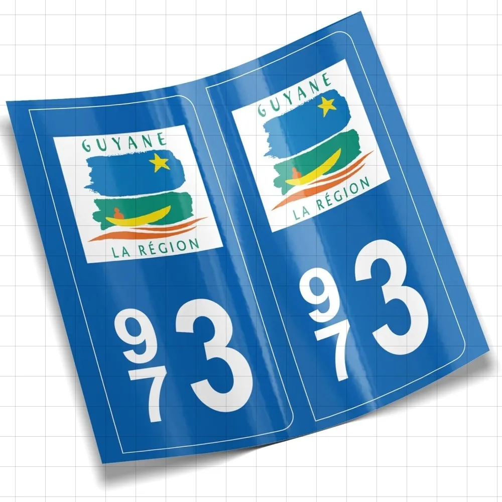 

Франция 973 Наклейка на номерной знак Guyane 2 наклейки для номерного знака автомобиля Прицепы Отдел каравана