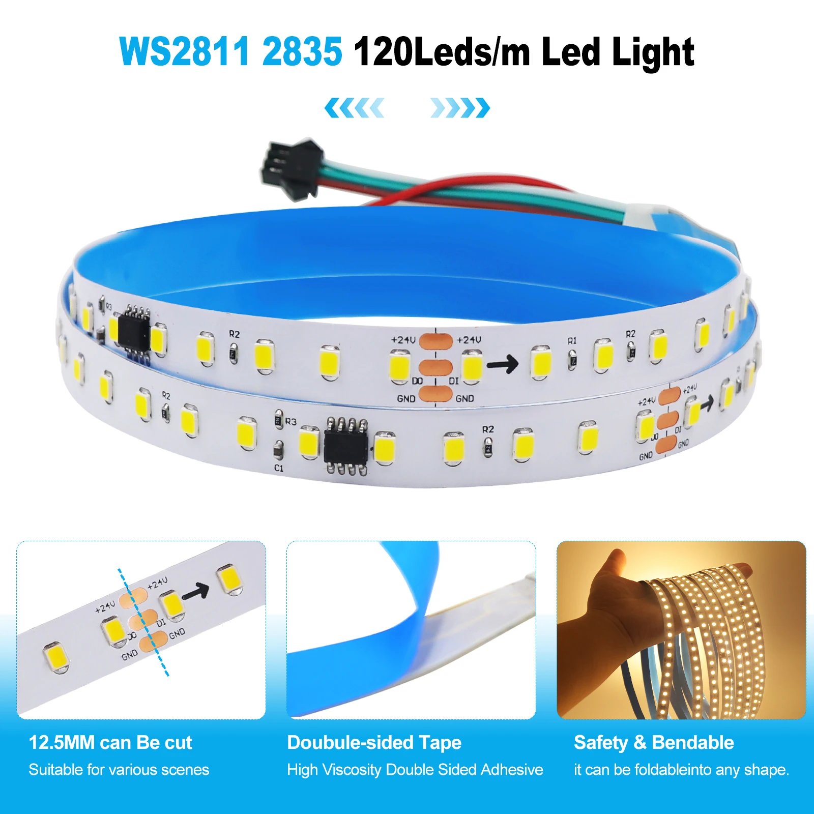 WS2811 2835SMD DC 24V Running Water LED Strip Flowing Light Wireless Controller Flexible Ribbon Lamp 120Leds/M IP20 5M 10M Kit