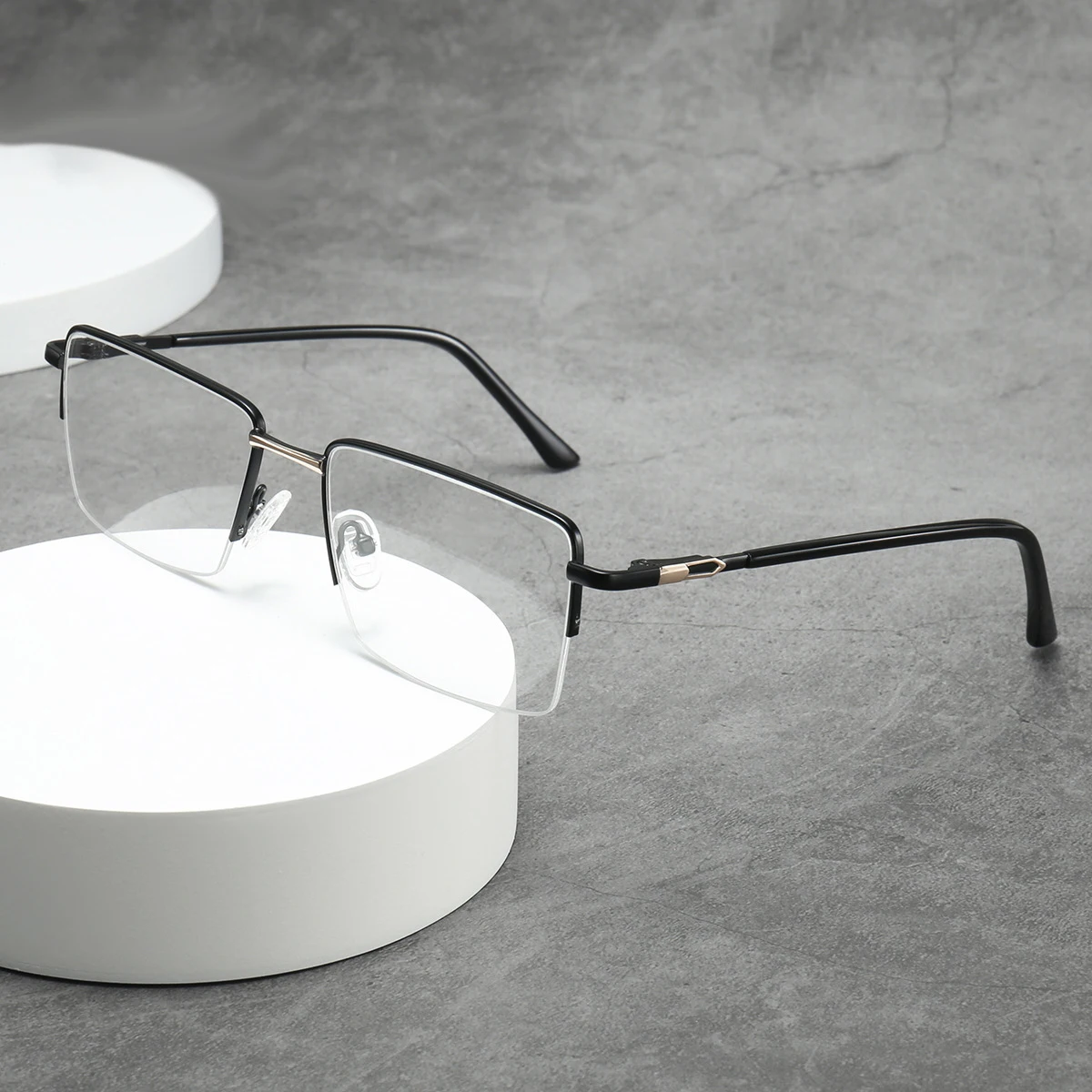 JMISUS Lega di moda Mezza montatura Occhiali da vista Uomo Mezza montatura Rettangolo Anti-Blu Miopia Occhiali Occhiali Ottici