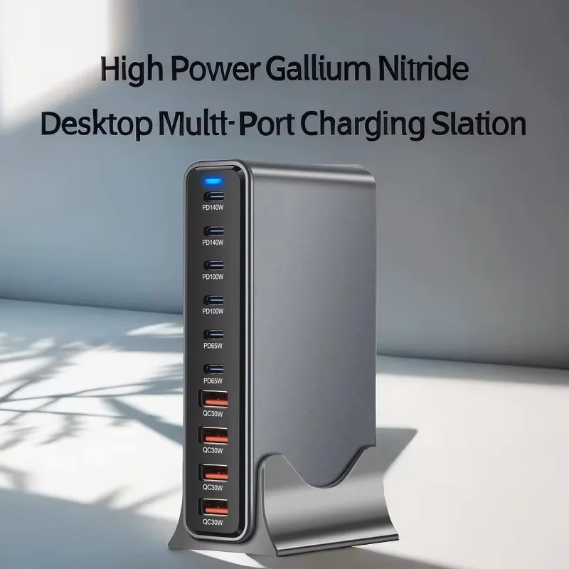 شاحن سطح المكتب GaN 730W 3.0 USB-C PD 10-Port 6C4A شاحن محمول مدمج سريع الشحن للجوال والأجهزة اللوحية