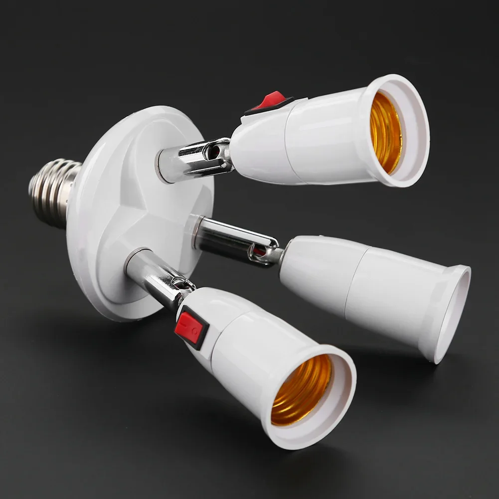 E27 Splitter 2/3/4/5 Heads Lamp Base Adjustable LED Light Bulb Holder Adapter Converter Socket Lamp Bulb Holder