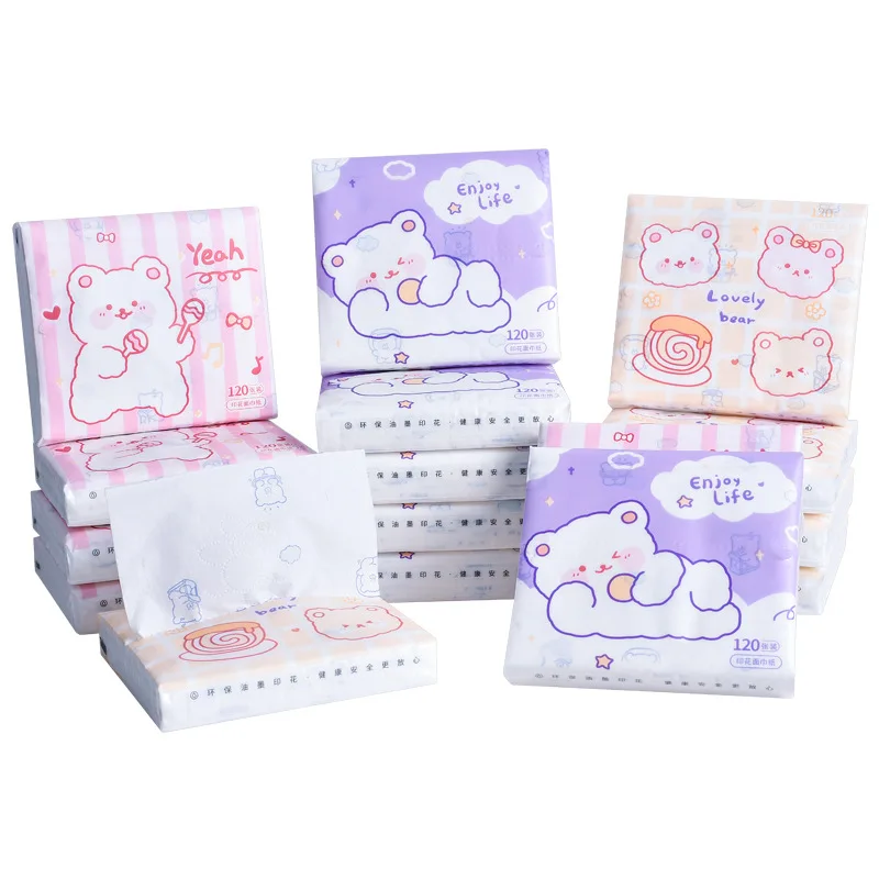 

8 Pack Cartoon Printed Kawaii Tissues 3 Ply Portable Dinner Kitchen Outdoor Paper Napkins Small Pack Facial Tissue Toliet Paper