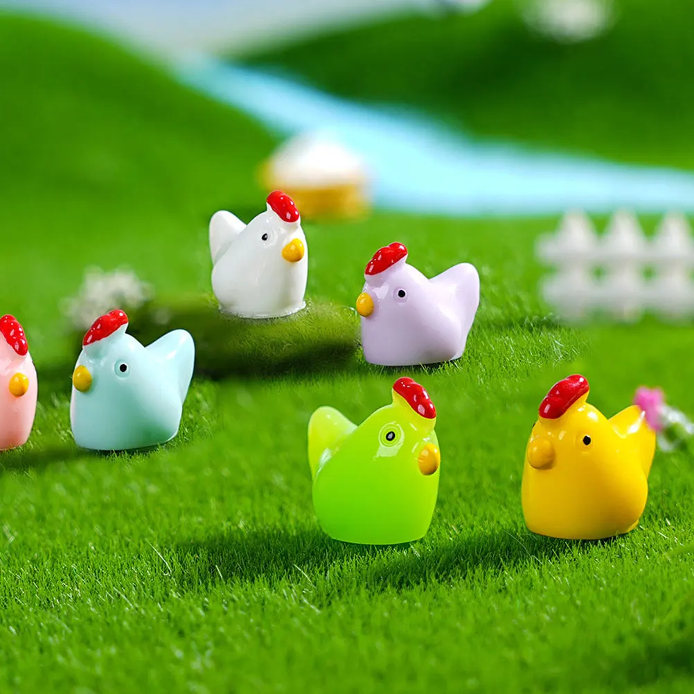 

12 Pcs Resin Chicken Figurines Cute Landscape DIY Accessories Gardening Chicken Figures Resin Decor Tiny Animal Ornaments
