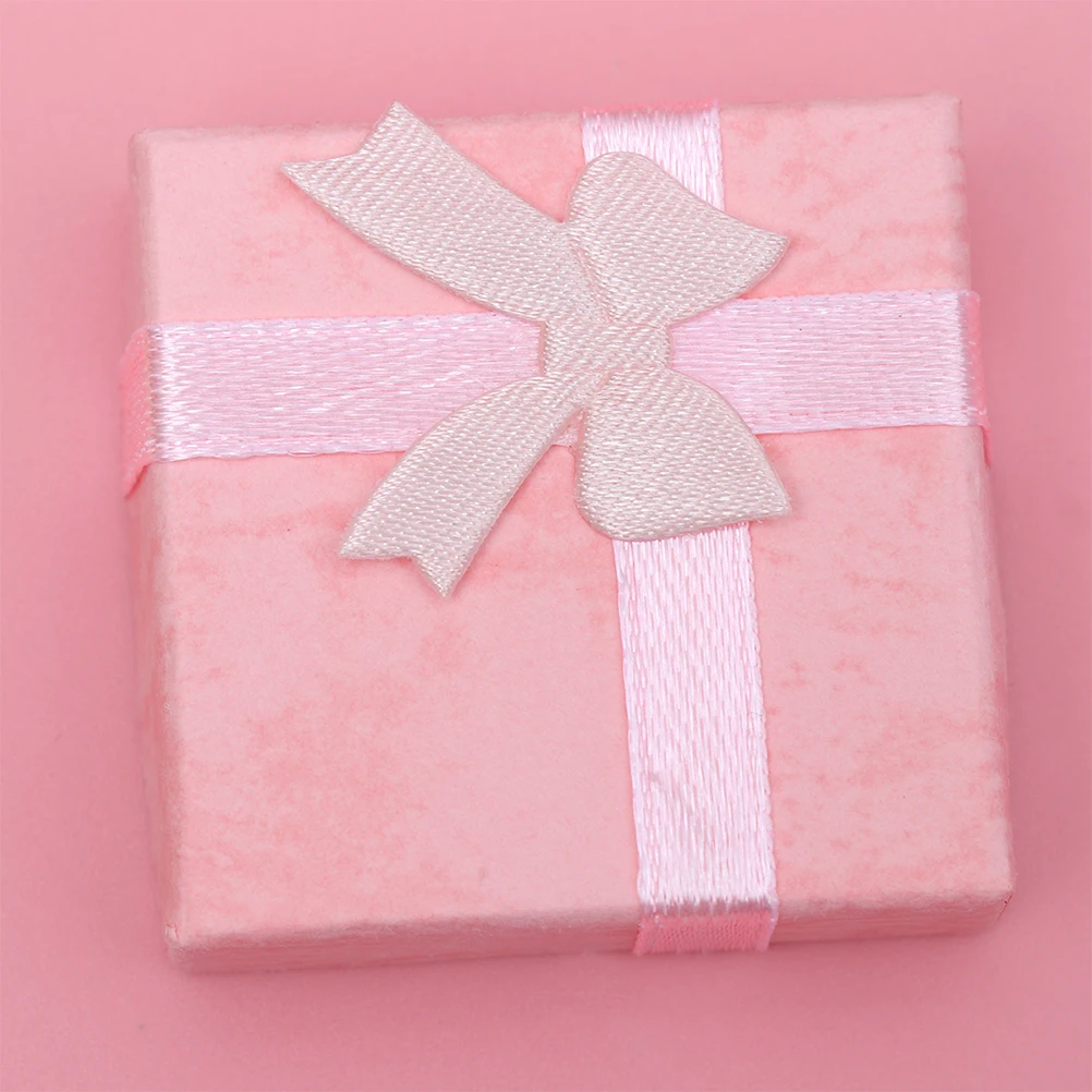 

30 шт., коробка для хранения ювелирных изделий, подарочный чехол-органайзер для небольших аксессуаров, дизайн с бантом, жесткий картон, легкий красный