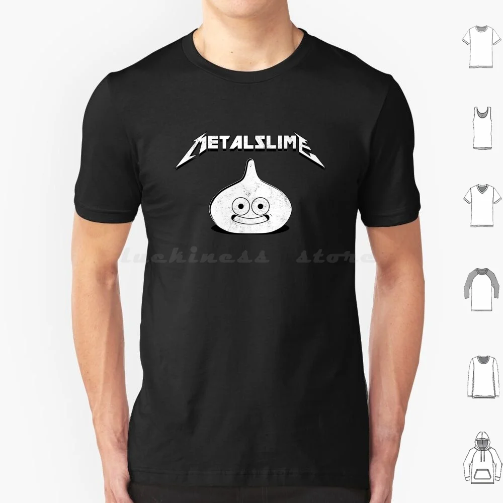 Metal Slime B&w T Shirt 6xl Cotton Cool Tee Videogames Video Games Gamer Gaming Rpg Jrpg Dragon Quest Nes Metalslime Metal