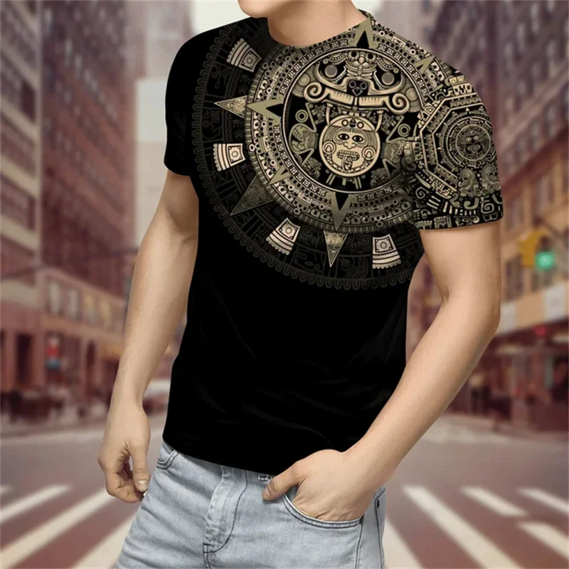 Mexico 3D Printed T-Shirt Men's Aztec Cool Exquisite Pattern Tee Shirts Summer Fashion Casual Short Sleeve Loose Tops Tees