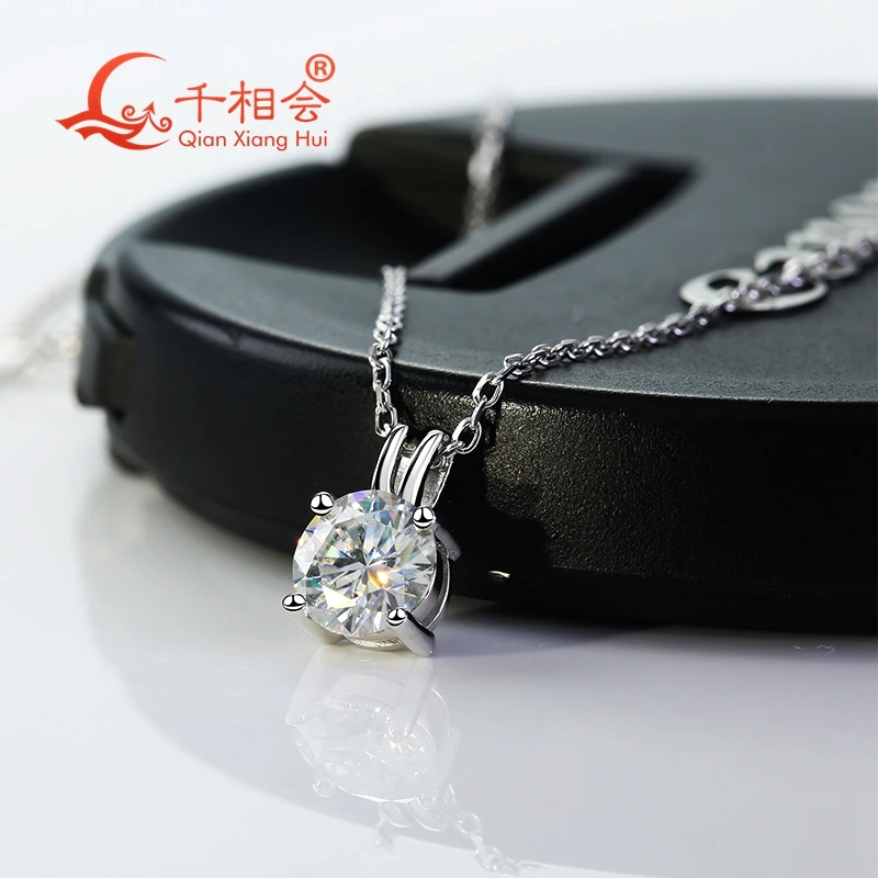 10k 14k 18k real gold Platinum PT950 1ct round D VVS1 HPHT lab diamond pendant necklace jewelry  wedding