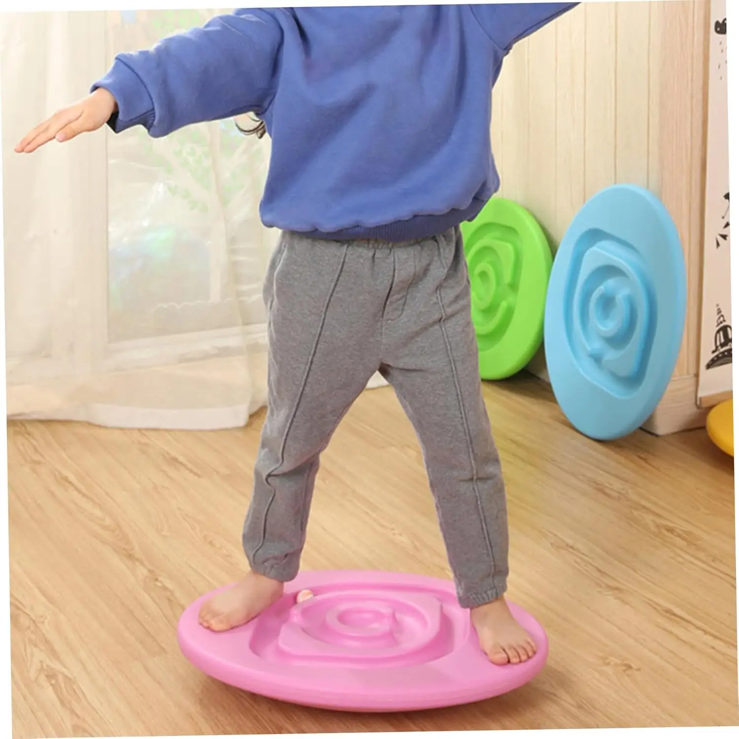 Kid Rocker Boards with 2 Balls Egg Shape Smooth Developmental Training Wobble Board for Toddler Balancing Exercise Standing Toy