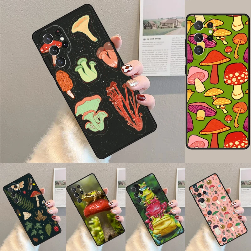 Cover For Samsung Galaxy S24 Ultra S21 S22 S8 S9 S10E Note 10 20 Plus FE S23 Mushroom Frog Phone case Coque