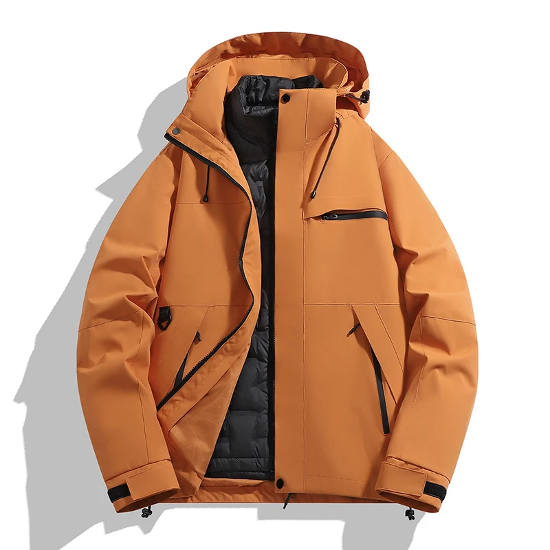 Windproof & Waterproof Wear Men's Outdoor Climb Hooded Duck Down Jackets 2025 Winter Casual Warm Puffer Coat Loose Tops Clothing
