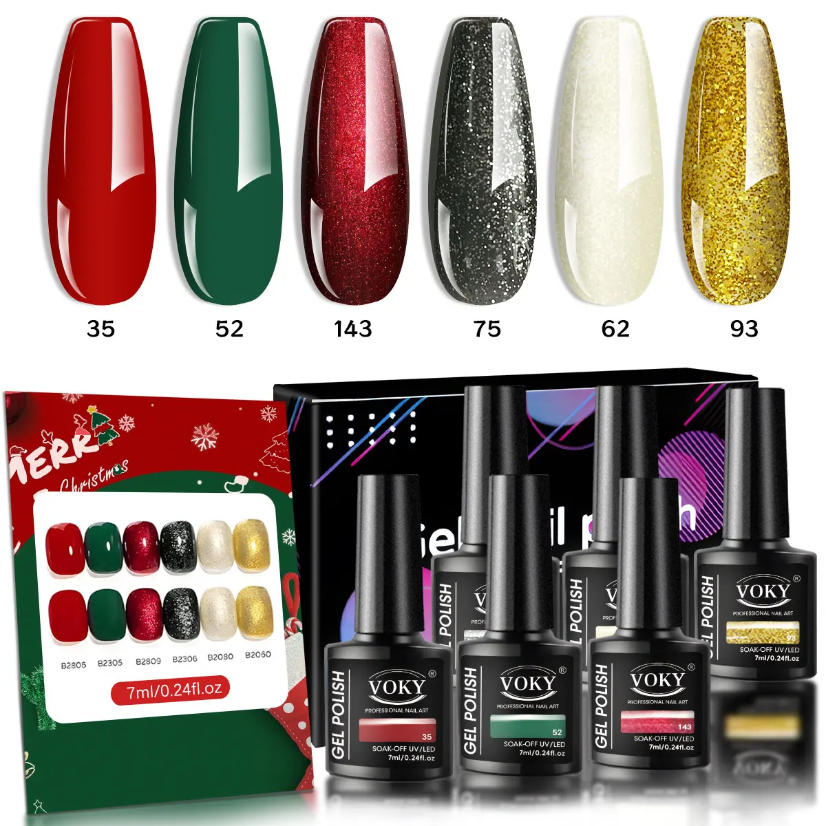 مجموعة طلاء أظافر VOKY مكونة من ست قطع لعيد الميلاد بلون موحد، مناسبة كهدية للهالوين أو عيد الميلاد أو عيد الحب. #1