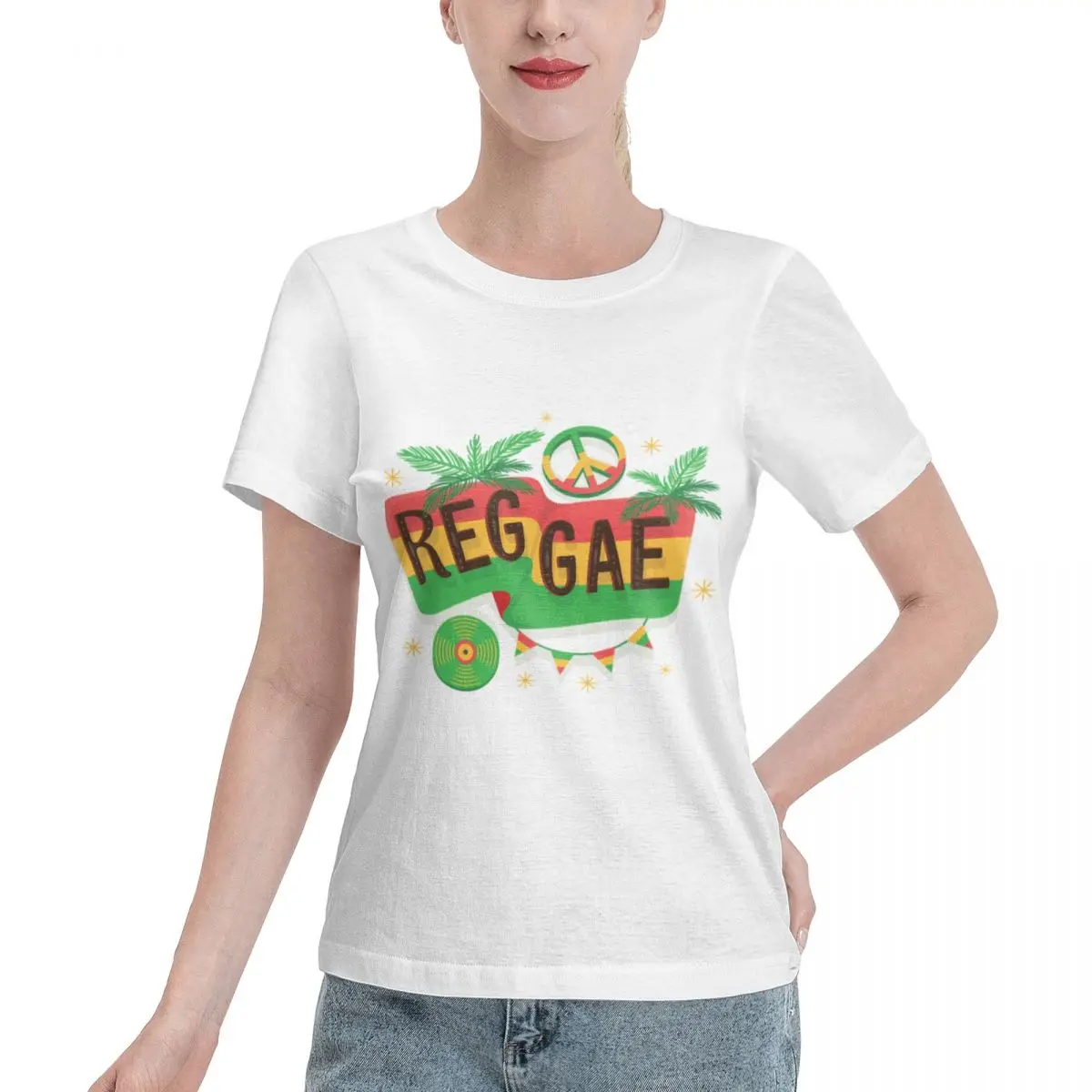 Skin Safe Rasta Women's T-shirt Korean Casual Vintage Women Top