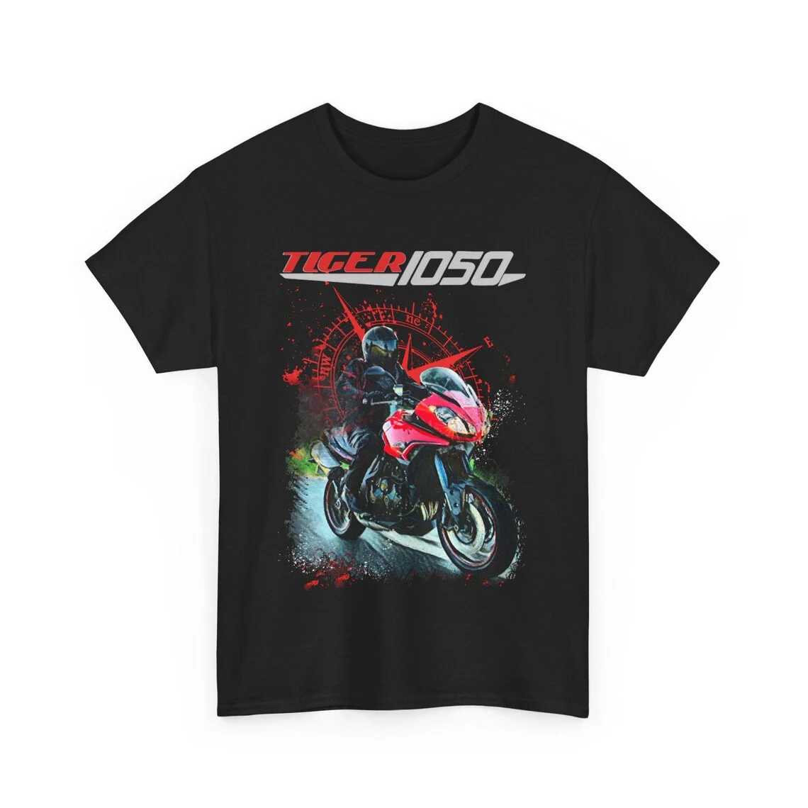 

Tiger 1050 T Shirt The Windrose Voyager Motorcycle Tee Triple Engine Rider Top For Fans Road Explorer Gift