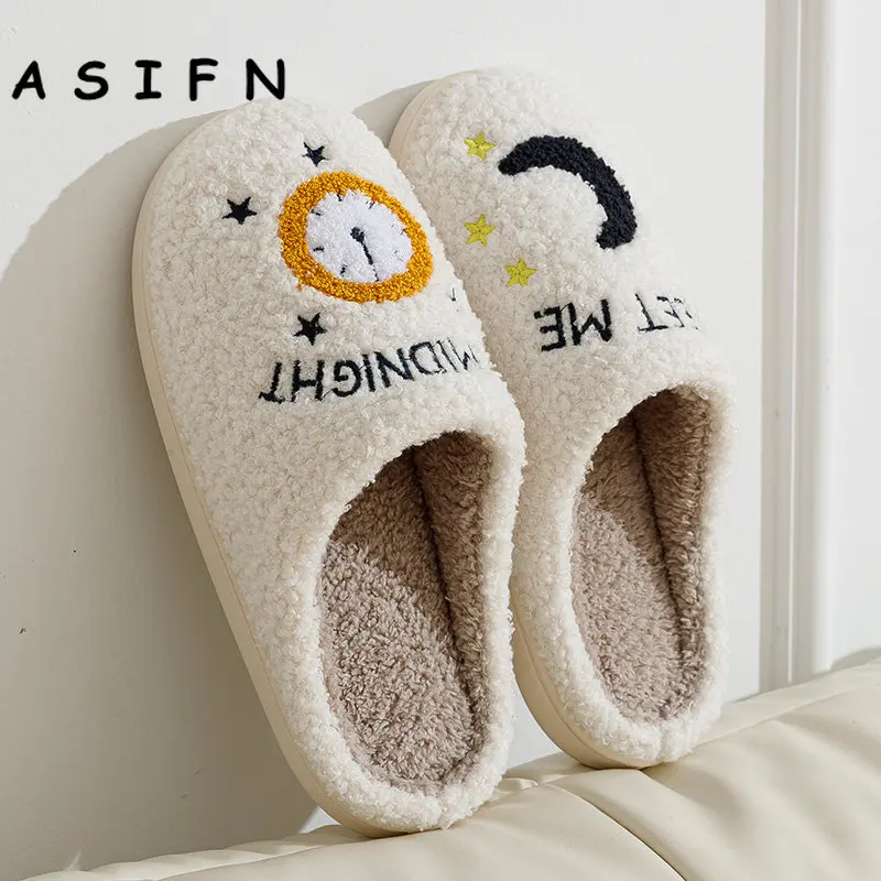 Winter Fashion Women\'s Slippers Cozy Comfort Meet Me At Midnight Slides Soft Sole Anti-slip Moon Houseshoes Fans Gift