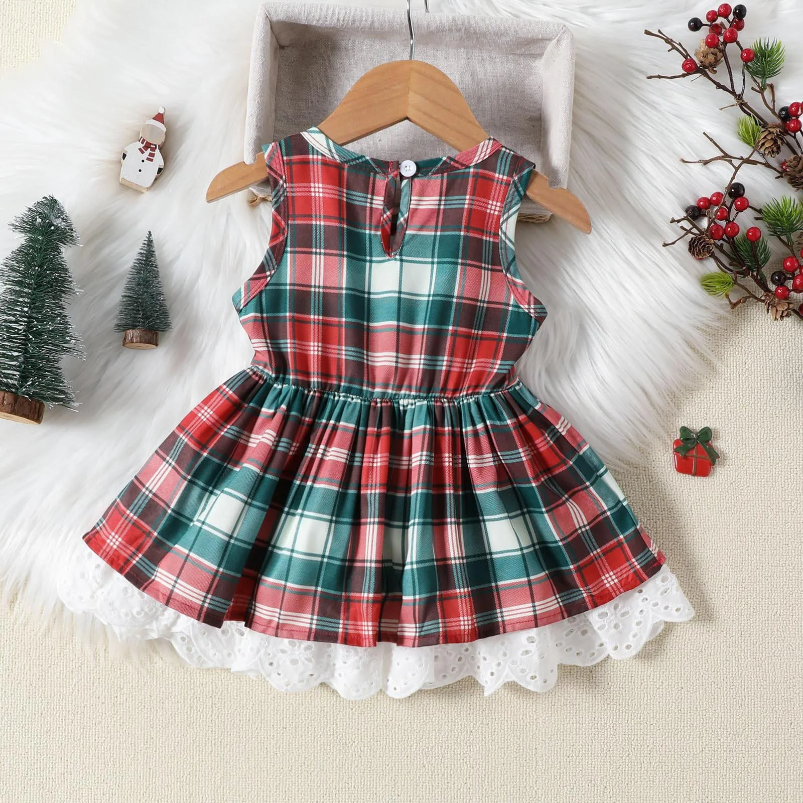 Little Girl Ruffle Dress Toddler Girls Sleeveless Christmas Plaid Prints Ruffles Dress Dance Party Fall Dress Side 6 Girls