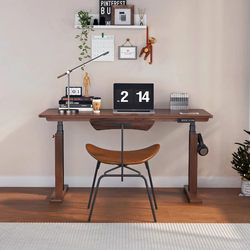 

Black walnut electric lifting table Solid wood lifting desk E-sports table Home desk Computer table