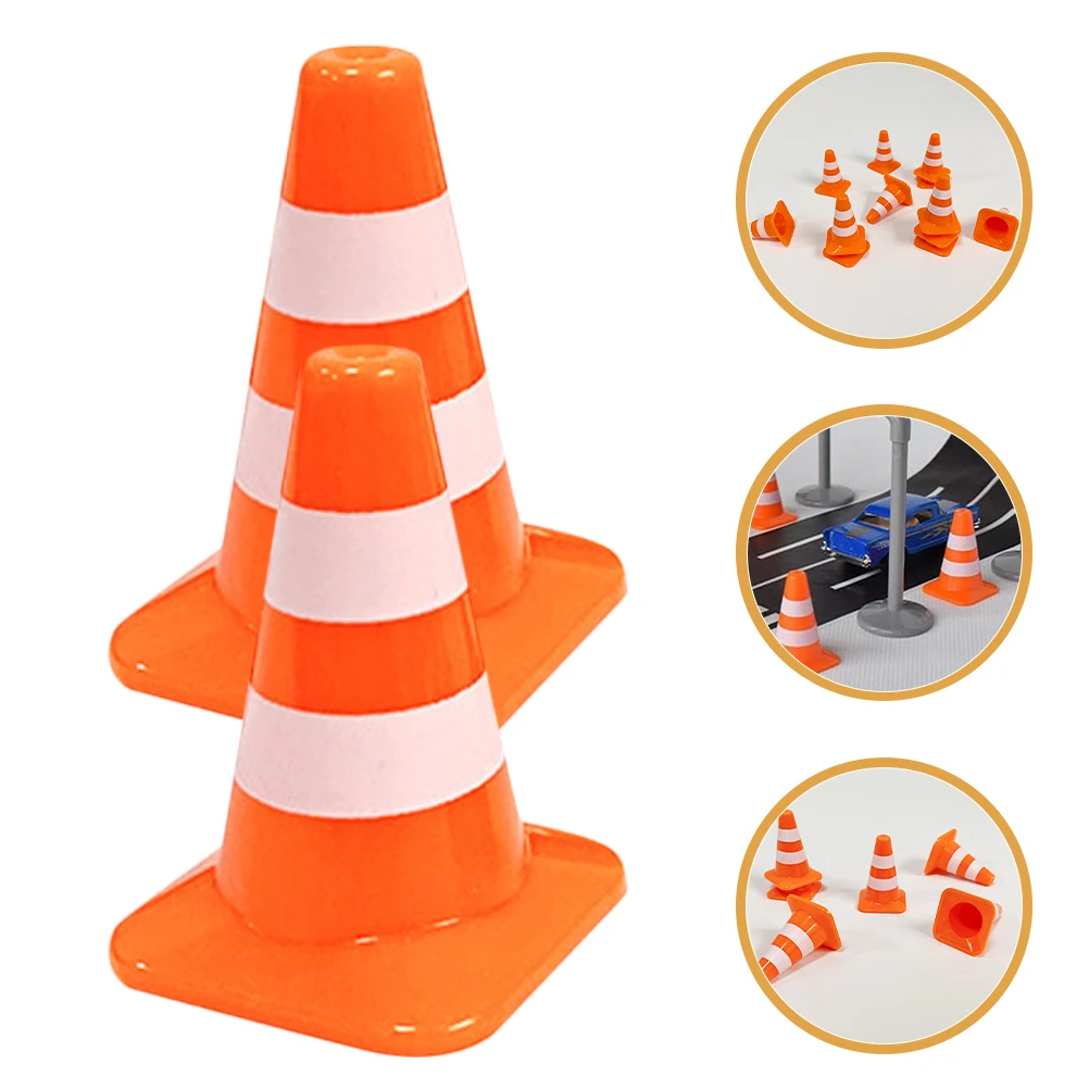 

10pcs Traffic Cones Models Miniature Barrier PP Material Road Signs Toy Non Remote Control Vehicle Accessories