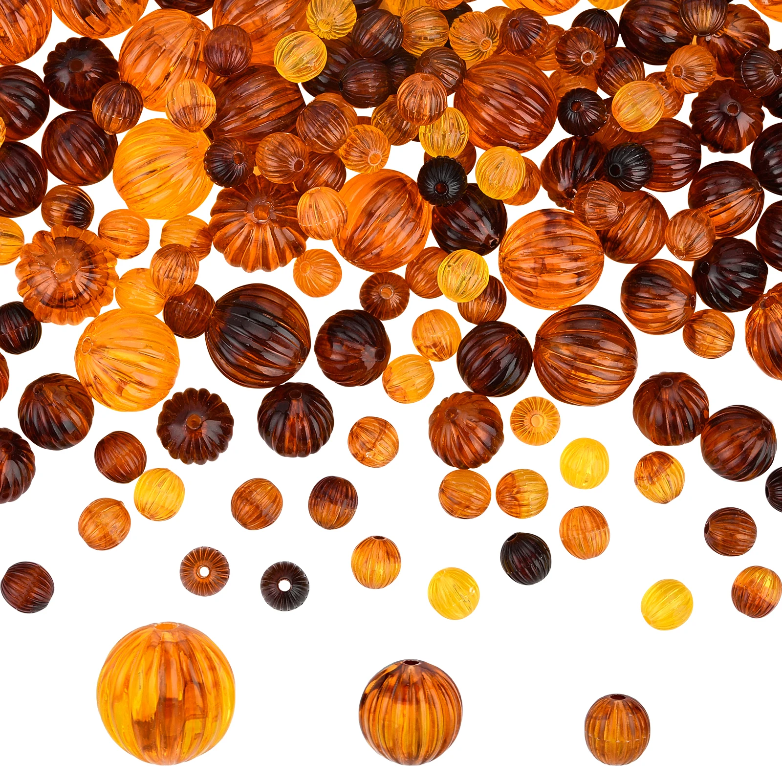 Halloween Theme Acrylic Corrugated Beads Colored Imitation Amber Round 7.5~16mm Spacer Beading Necklace Bracelet Jewelry Making