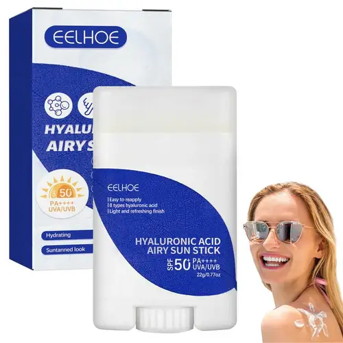 Imagen 2 del producto SPF50 + PA +++ Protector solar para la cara, protector solar facial de ácido hialurónico, protección UVA/UVB, palo solar, protector solar corporal, 22g