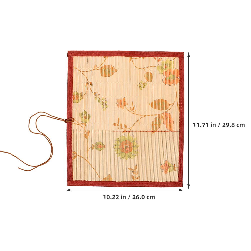 2Pcs Bamboo Calligraphy Brush Roll Organizer Portable Artist Pen Holder for Painting Drawing Travel Home Use Pen Wrapping Bag