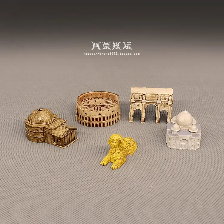 Miniature Medieval Rome Castle Ancient Architecture Egyptian Pyramid Pantheon Arena Arc De Triomphe Decor Figurine Model Toys