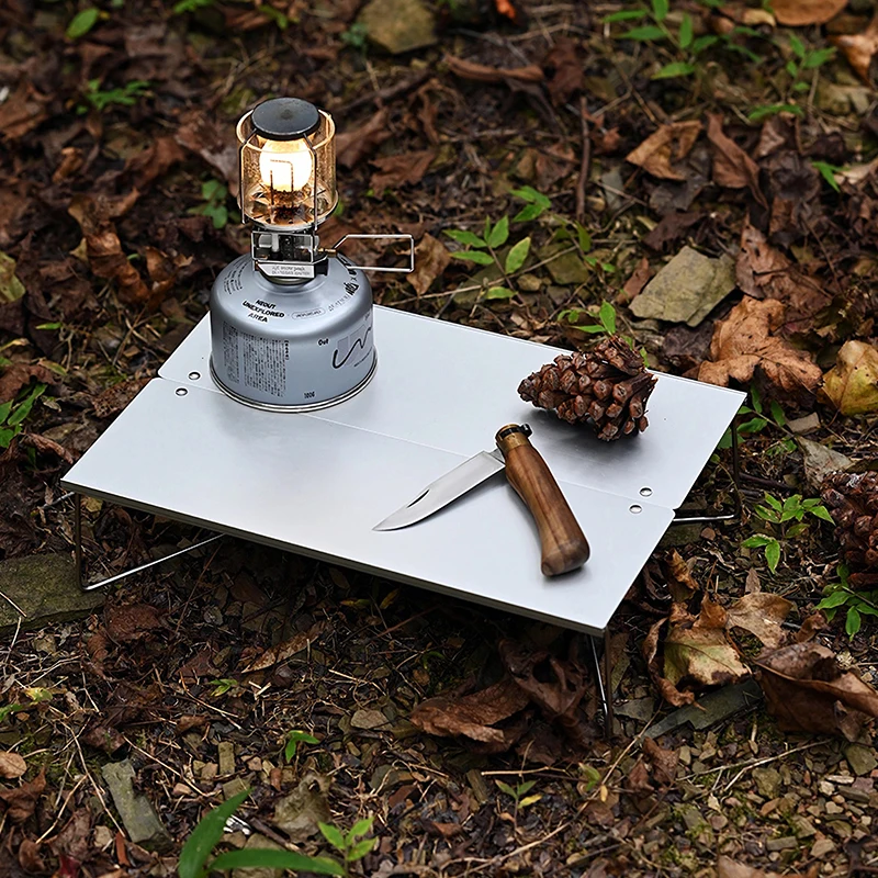 PACOONE Pop-Up Outdoor Picnic Table Mini Folding Table Portable Ultralight Aluminum Alloy Tea Coffee Table for Family Camping