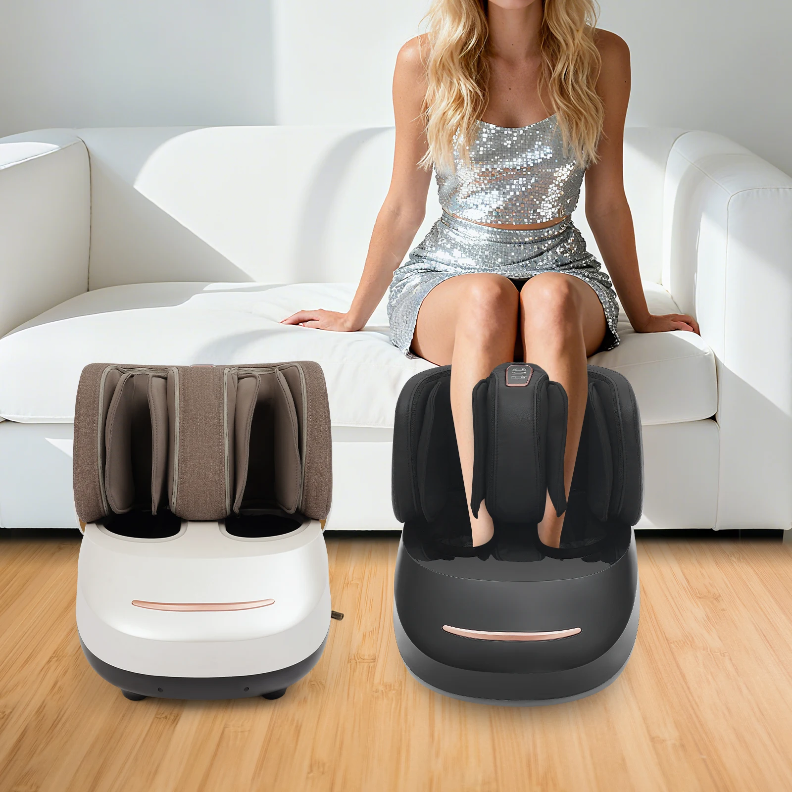 Intelligentes Beinmassagegerät, tiefes Kneten von Waden, Fußmassagegerät, 3-stufiges Akupunkturpunkt-Beinstraffung mit Airbag für 35–47 Fußgröße – Detail 1