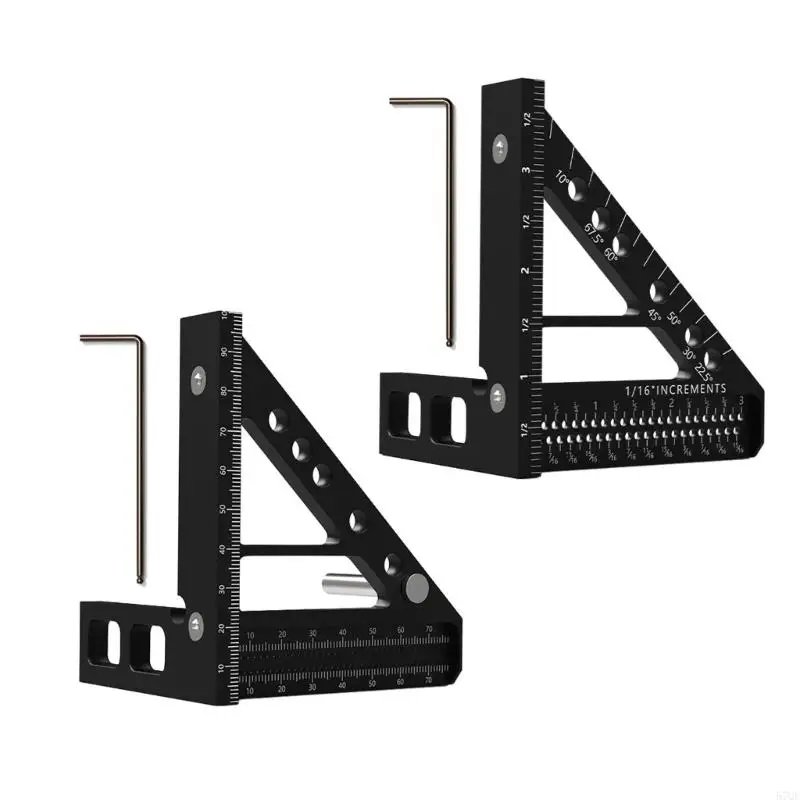 

57qf Multi -функциональный квадратный отверстие Ruler 3 в 1 для проектов DIY & Woodworking