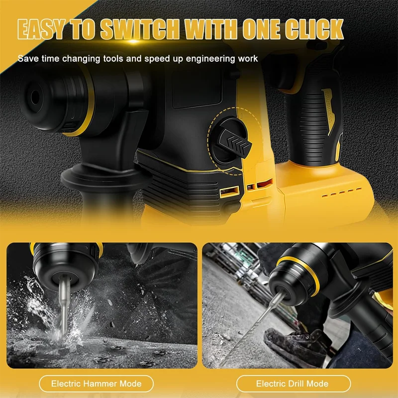 2.2J yellow lithium electric hammer, brushless motor, intelligent stop, suitable for 20V DEWALT battery, power tools